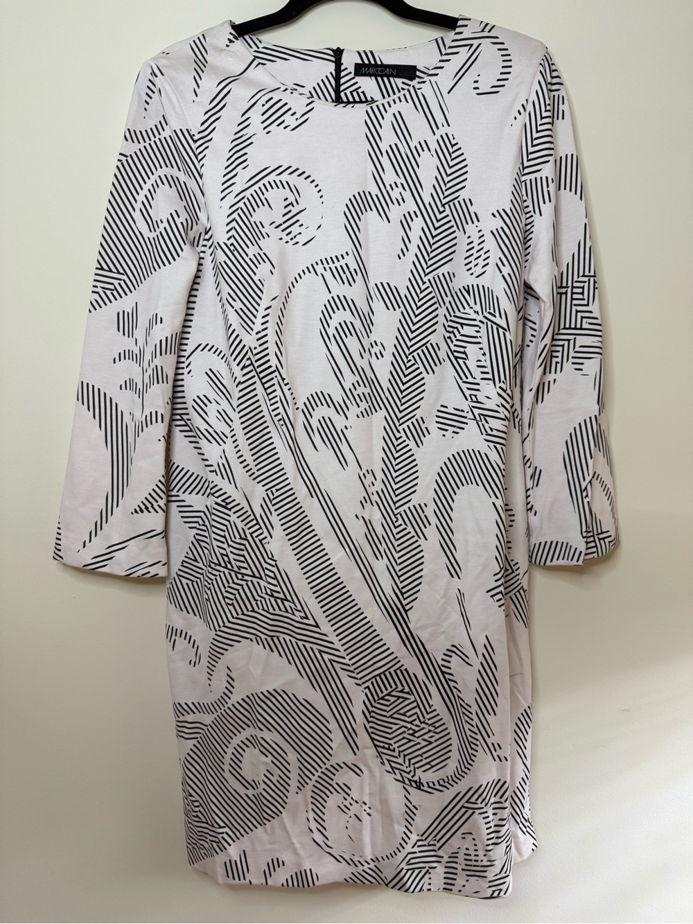 MARC CAIN Designer Abstract Contemporary Art To Wear Longsleeve Lined Midi Dress